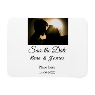 Minimal photo white black classic elegant save the magnet