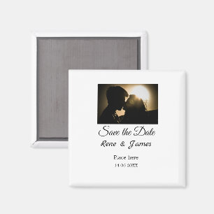Minimal photo white black classic elegant save the magnet