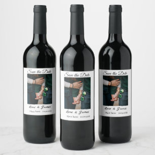 Minimal photo white black classic elegant save the wine label