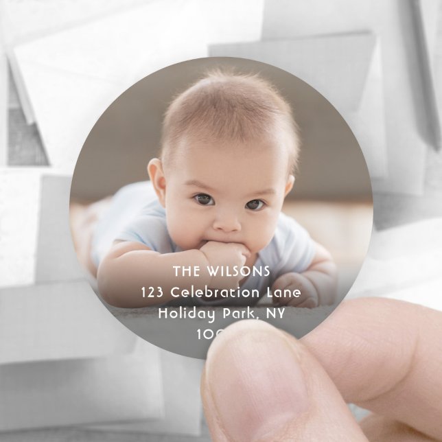 Minimal Photo & White Text Return Address Labels (Creator Uploaded)