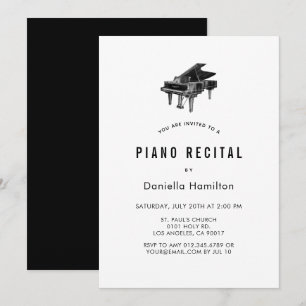Minimal Piano White Recital Invitation