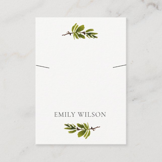 Minimal Pine Branch Band Necklace Earring Display Business Card (Front)
