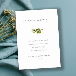 Minimal Pine Branch Christmas Season's Greetings Holiday Card