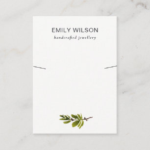 Minimal Pine Branch Foliage Band Necklace Display Business Card