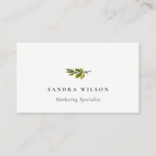 Minimal Pine Branch Foliage Stud Earring Display Business Card (Front)