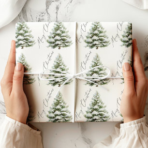 Minimal Pine Tree Merry Christmas Wrapping Paper