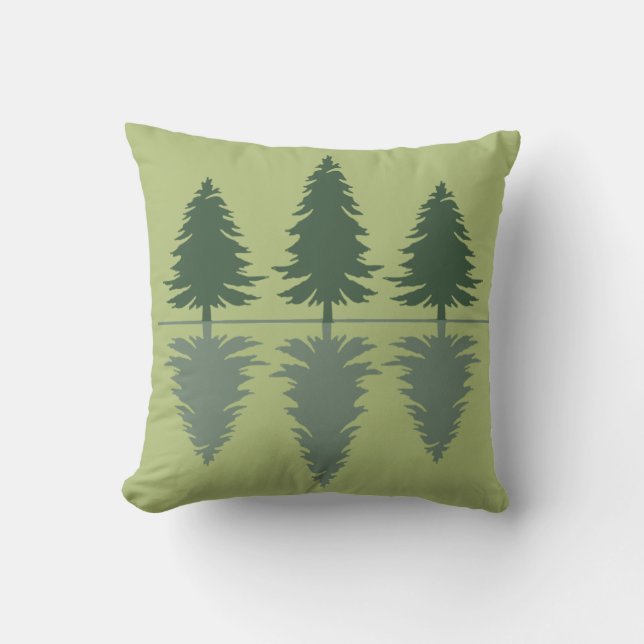Minimal pine trees reflection forest cushion (Front)