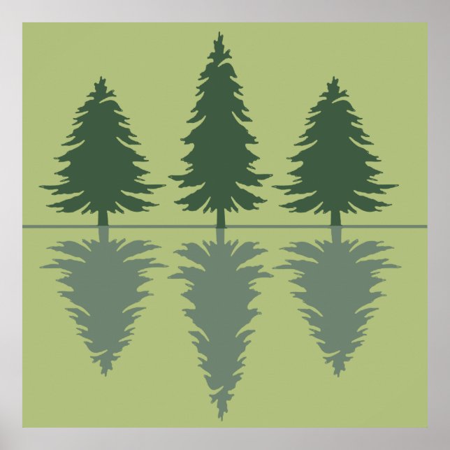 Minimal pine trees reflection forest poster (Front)