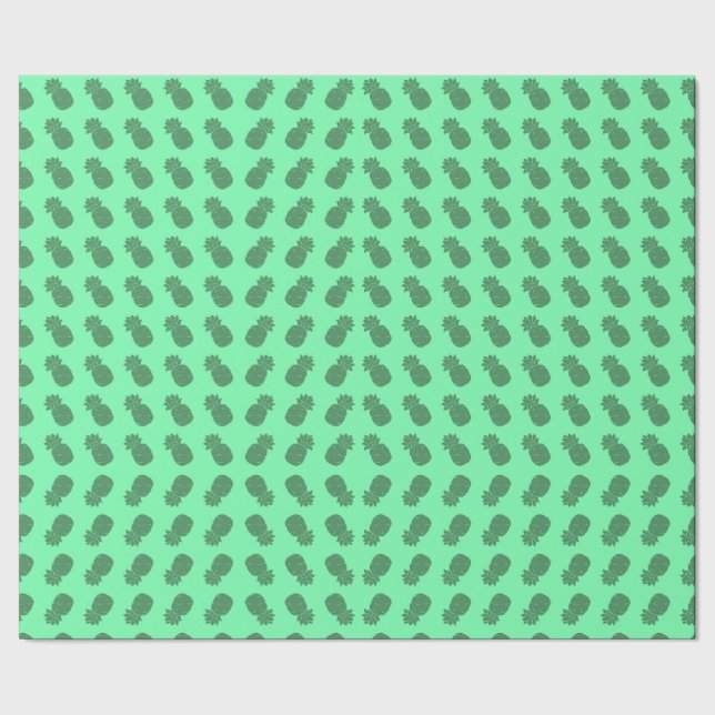 Minimal Pineapple Pattern on Mint Green Wrapping Paper (Seam)