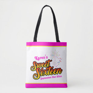 Minimal Pink and Yellow Stripe Bands Sweet Sixteen Tote Bag