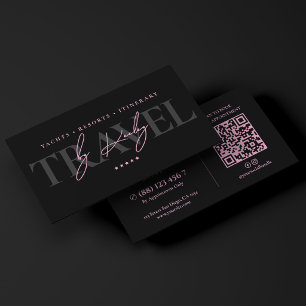 Minimal Pink Black Luxury Travel Advisor Business Card
