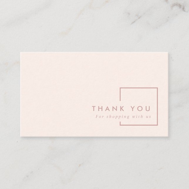 MINIMAL PINK BLUSH RECTANGLE THANK YOU LOGO BUSINESS CARD (Front)