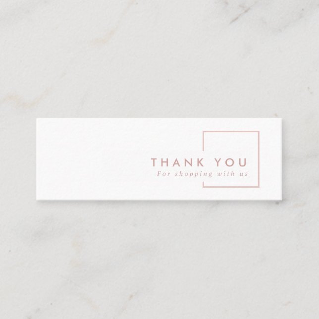 MINIMAL PINK BLUSH RECTANGLE THANK YOU SHOPPING MINI BUSINESS CARD (Front)