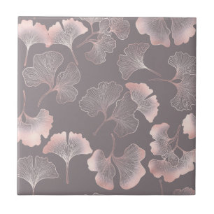 Minimal Pink Botanical Pattern Ceramic Tile