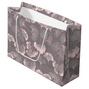 Minimal Pink Botanical Pattern Large Gift Bag