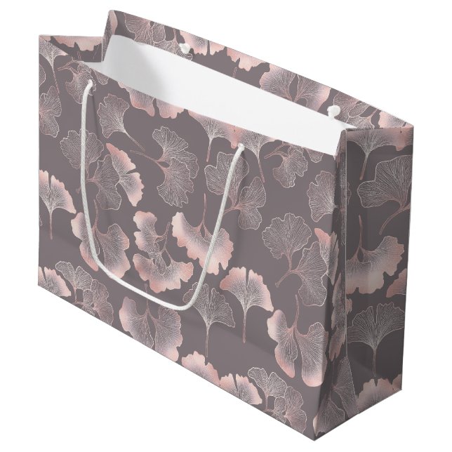 Minimal Pink Botanical Pattern Large Gift Bag (Front Angled)