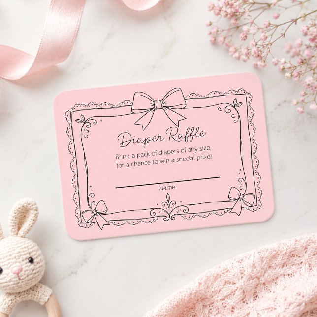 Minimal Pink Bow Diaper Raffle Insert (Creator Uploaded)