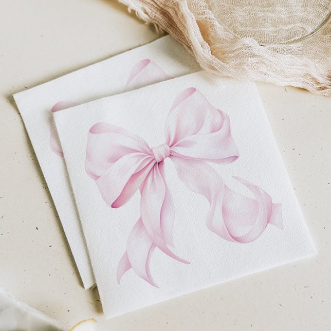 Minimal Pink Bow Paper Napkin (Creator Uploaded)