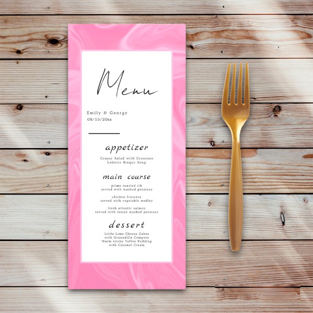 Minimal Pink Calligraphy Artistic Abstract Wedding Menu (Creator Uploaded)