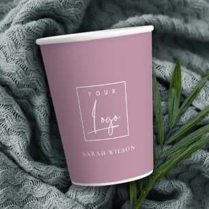 Minimal Pink Custom Promotional Business Logo Paper Cups