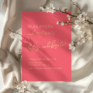 Minimal pink Elegant Engagement Typography Invitation