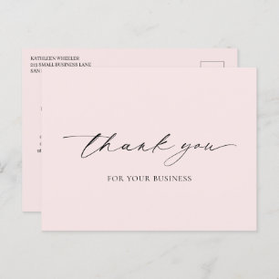 Minimal Pink Elegant Modern Thank You Postcard
