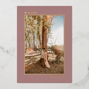 Minimal Pink Gold Married Elopement Announcement