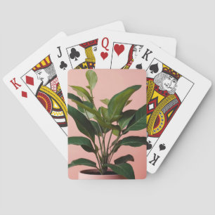 Minimal Pink & Green Plant Gardening Playing Cards