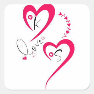 Minimal Pink Heart Love Square Sticker