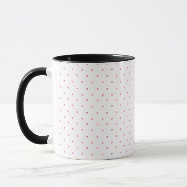 Minimal Pink Heart Pattern Mug (Left)