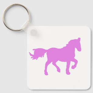 Minimal Pink Horse Astrology Keychain