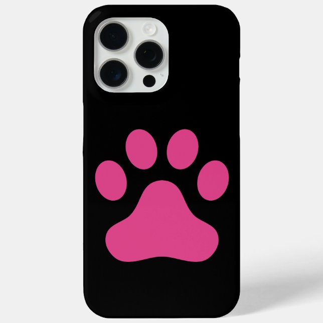 Minimal Pink Paw Print on Black Background  Case-Mate iPhone Case (Back)
