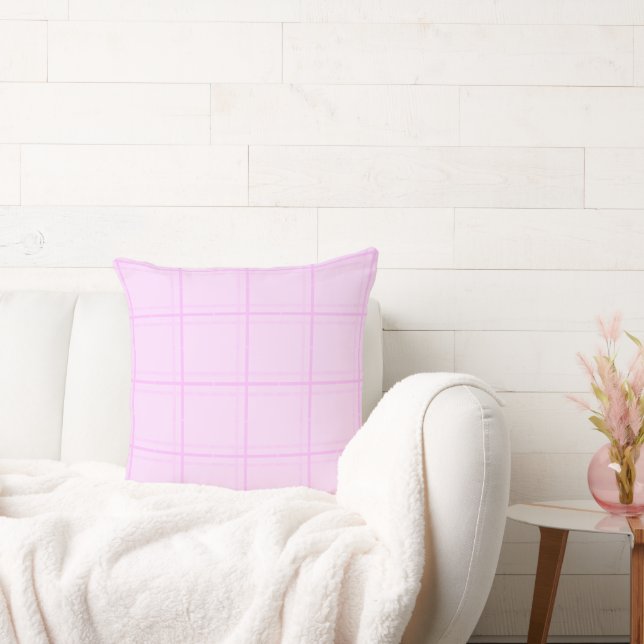Minimal Pink Plaid On Pink Cushion (Couch)