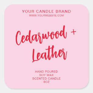 Minimal Pink Red Modern Candle Product Label