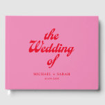 Minimal Pink Red Retro Wedding Guest Book<br><div class="desc">Retro wedding guest book featuring modern retro typography in pink and red colour.</div>