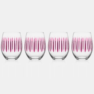 Minimal Pink Retro Inspired Stemless Wine Glass