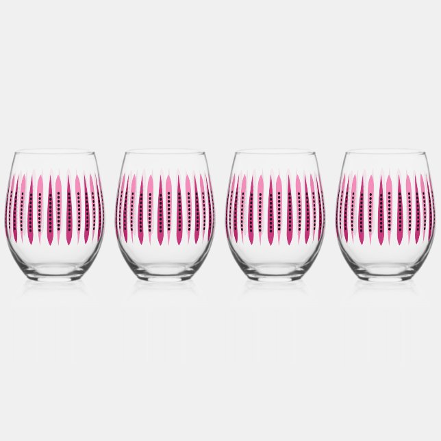 Minimal Pink Retro Inspired Stemless Wine Glass (Front)