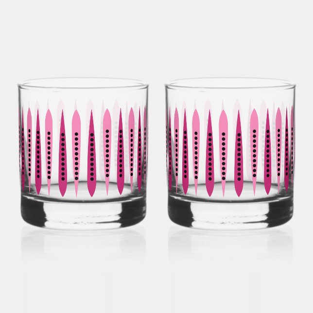 Minimal Pink Retro Inspired Whiskey Glass (Front)