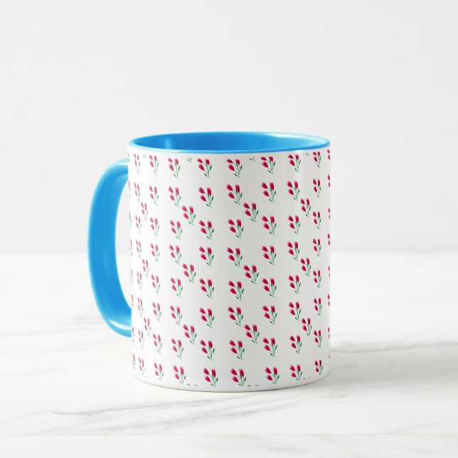 Minimal Pink Tulip Floral Pattern  Mug (Front Left)