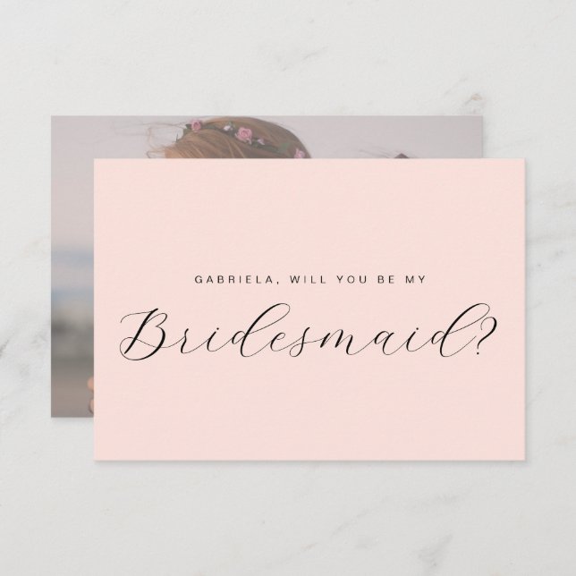 Minimal pink will you be my bridesmaid proposal  invitation (Front/Back)