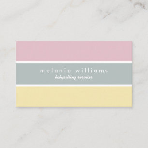 Minimal Pink yellow cute feminine babysitting card