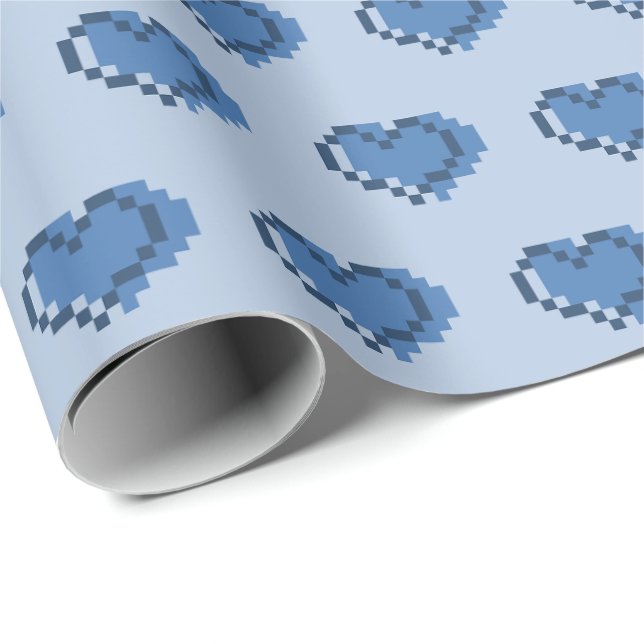 Minimal Pixel Heart Pattern Wrapping Paper (Roll Corner)