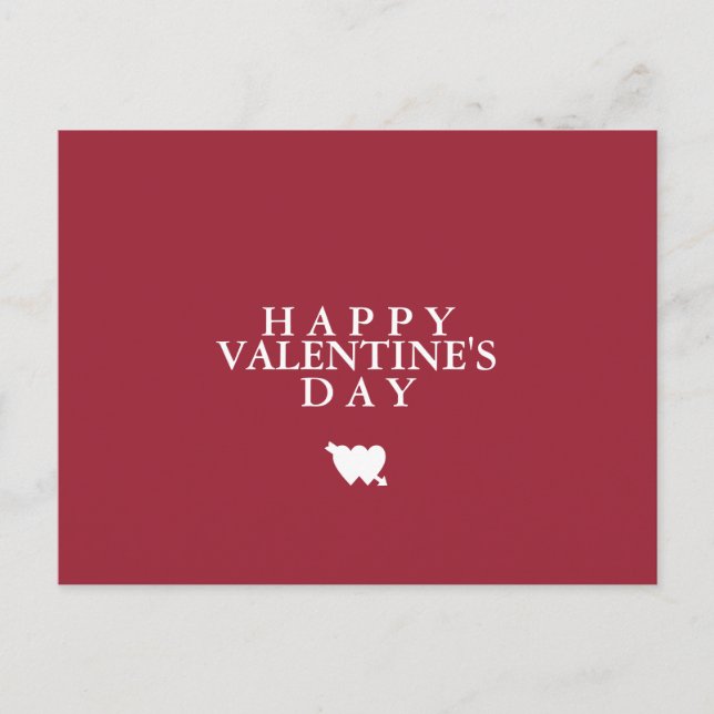 Minimal Plain Basic Simple Happy Valentine's Day Holiday Postcard (Front)