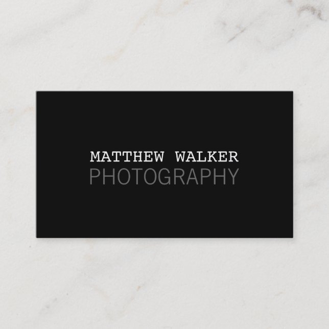 MINIMAL plain modern smart black white grey Business Card (Front)