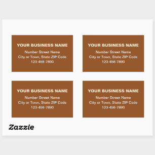 Minimal Plain Texts Business Brand on Brown Rectangular Sticker