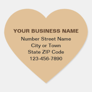 Minimal Plain Texts Business Brand on Light Brown Heart Sticker