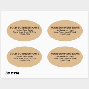 Minimal Plain Texts Business Brand on Light Brown Oval Sticker