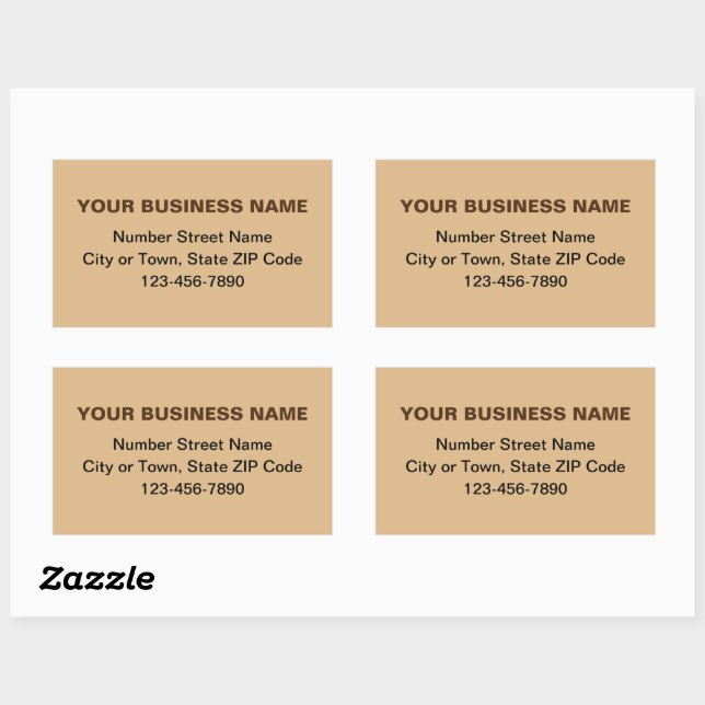 Minimal Plain Texts Business Brand on Light Brown Rectangular Sticker (Sheet)