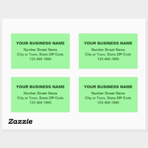 Minimal Plain Texts Business Brand on Light Green Rectangular Sticker