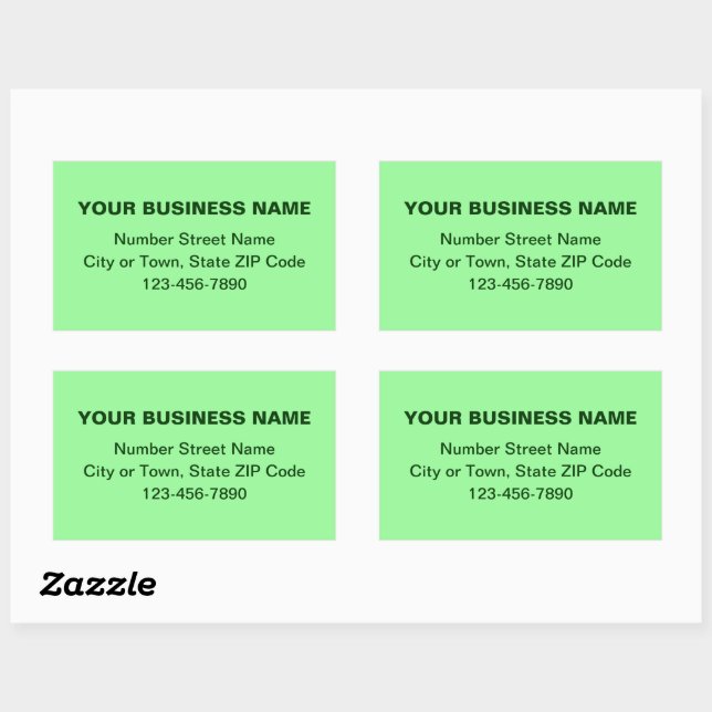Minimal Plain Texts Business Brand on Light Green Rectangular Sticker (Sheet)